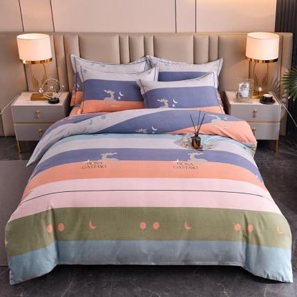 91家纺网 家纺一手货源 找家纺 橘姿 2023升级喷气全棉磨毛四件套纯棉四件套加厚直播 又见林枫桔