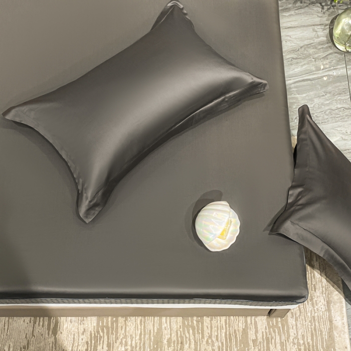 91家纺网 家纺一手货源 找家纺 A类透气50支贡缎高支床笠三件套单件纯棉床罩床垫防滑保护罩 路易斯-帝王灰