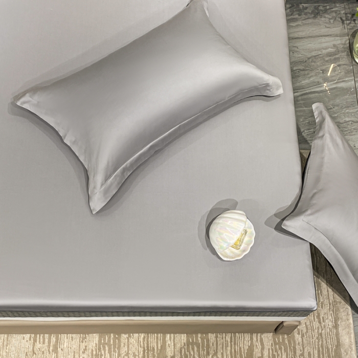 91家纺网 家纺一手货源 找家纺 A类透气50支贡缎高支床笠三件套单件纯棉床罩床垫防滑保护罩 路易斯-典雅灰