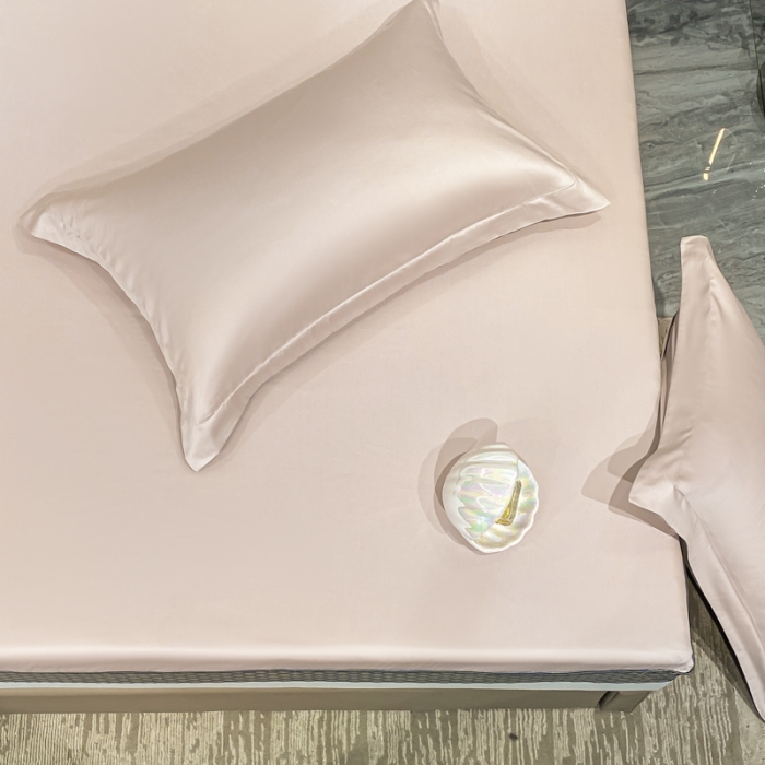 91家纺网 家纺一手货源 找家纺 A类透气50支贡缎高支床笠三件套单件纯棉床罩床垫防滑保护罩 路易斯-粉末白