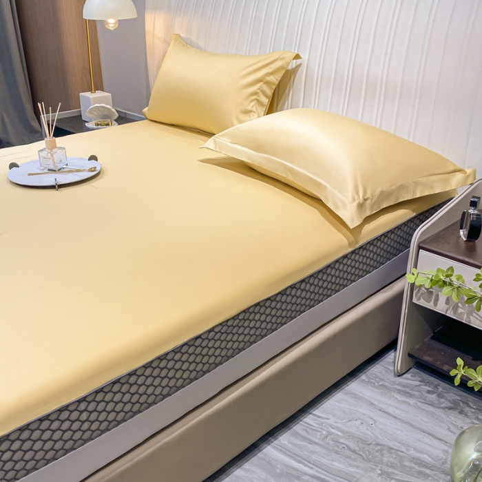 91家纺网 家纺一手货源 找家纺 A类透气50支贡缎高支床笠三件套单件纯棉床罩床垫防滑保护罩 路易斯-奶茶米