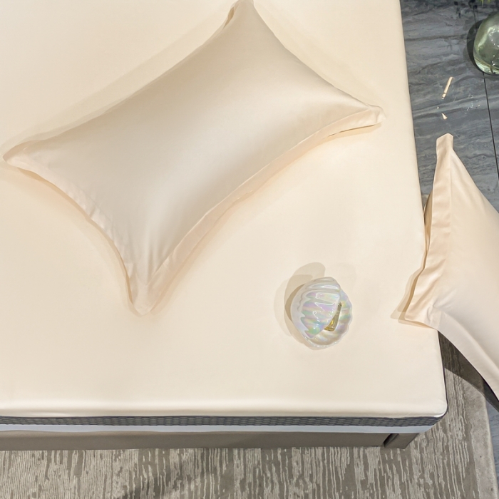 91家纺网 家纺一手货源 找家纺 A类透气50支贡缎高支床笠三件套单件纯棉床罩床垫防滑保护罩 路易斯-奶昔白