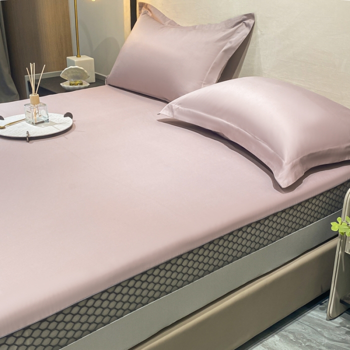 91家纺网 家纺一手货源 找家纺 A类透气50支贡缎高支床笠三件套单件纯棉床罩床垫防滑保护罩 路易斯-香芋紫