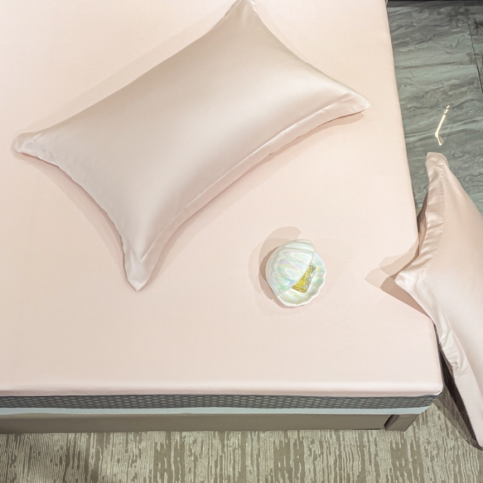 91家纺网 家纺一手货源 找家纺 A类透气50支贡缎高支床笠三件套单件纯棉床罩床垫防滑保护罩 路易斯-玉颜粉