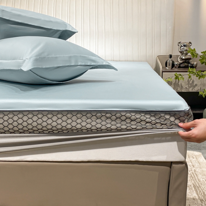 91家纺网 家纺一手货源 找家纺 A类透气50支贡缎高支床笠三件套单件纯棉床罩床垫防滑保护罩 路易斯-郁兰