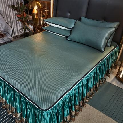 91家纺网 家纺一手货源 找家纺 （总）恋尚 2024新款冰藤软凉席床裙款三件套（可脱卸）欧雅系列