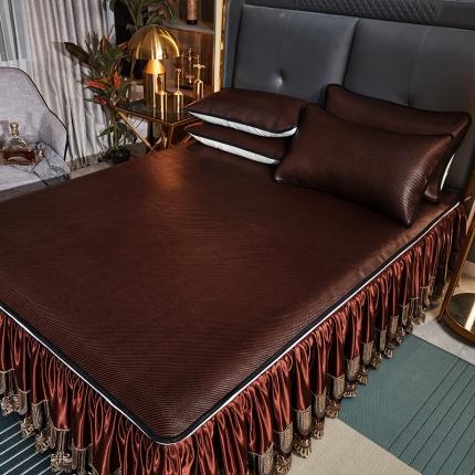 91家纺网 家纺一手货源 找家纺 （总）恋尚 2024新款冰藤软凉席床裙款三件套（可脱卸）欧雅系列