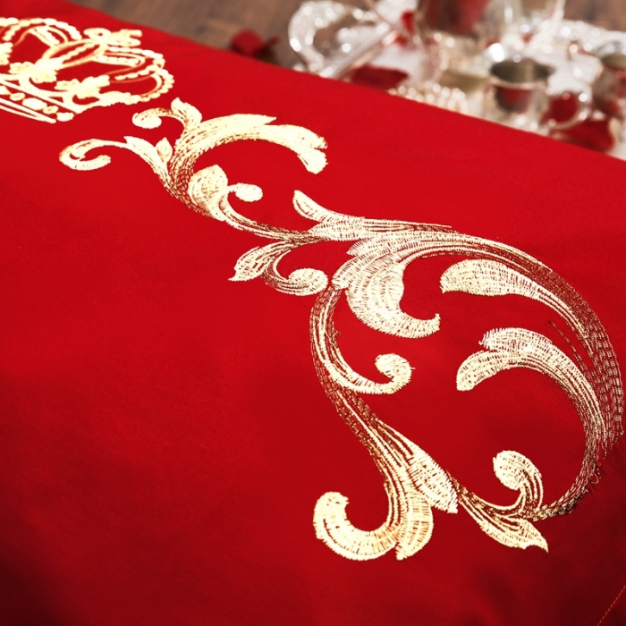 91家纺网 家纺一手货源 找家纺 慕她婚庆四件套大红色大花结婚全棉纯棉刺绣花多件套直播 皇家婚礼