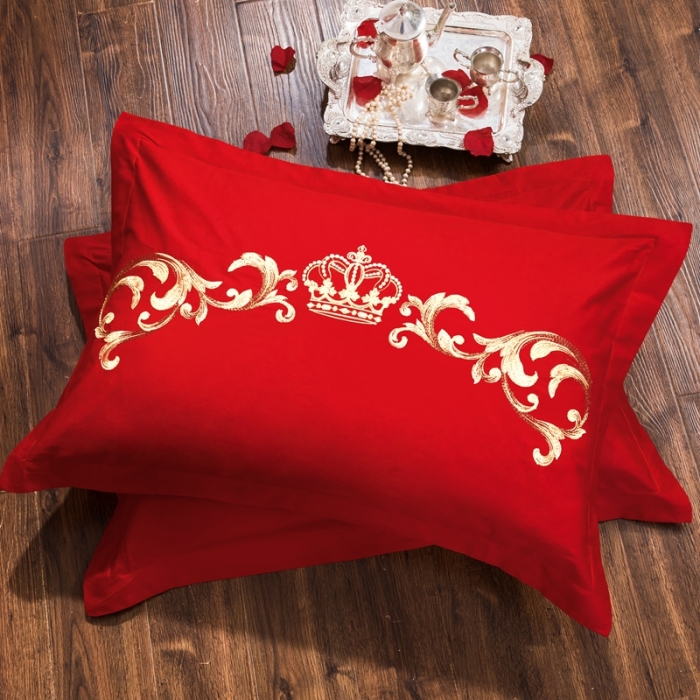 91家纺网 家纺一手货源 找家纺 慕她婚庆四件套大红色大花结婚全棉纯棉刺绣花多件套直播 皇家婚礼