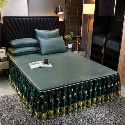 91家纺网 家纺一手货源 找家纺 （总）恋尚 2024新款冰藤软凉席床裙款三件套（可脱卸）萝蔓系列