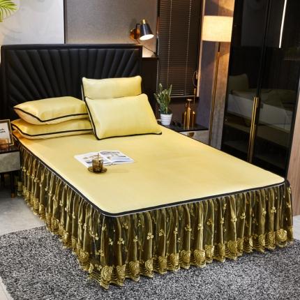 91家纺网 家纺一手货源 找家纺 （总）恋尚 2024新款冰藤软凉席床裙款三件套（可脱卸）萝蔓系列