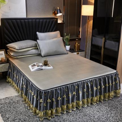 91家纺网 家纺一手货源 找家纺 （总）恋尚 2024新款冰藤软凉席床裙款三件套（可脱卸）萝蔓系列