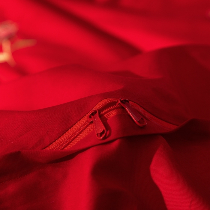 91家纺网 家纺一手货源 找家纺 慕她婚庆四件套大红色大花结婚全棉纯棉刺绣花多件套直播 玫瑰蜜语