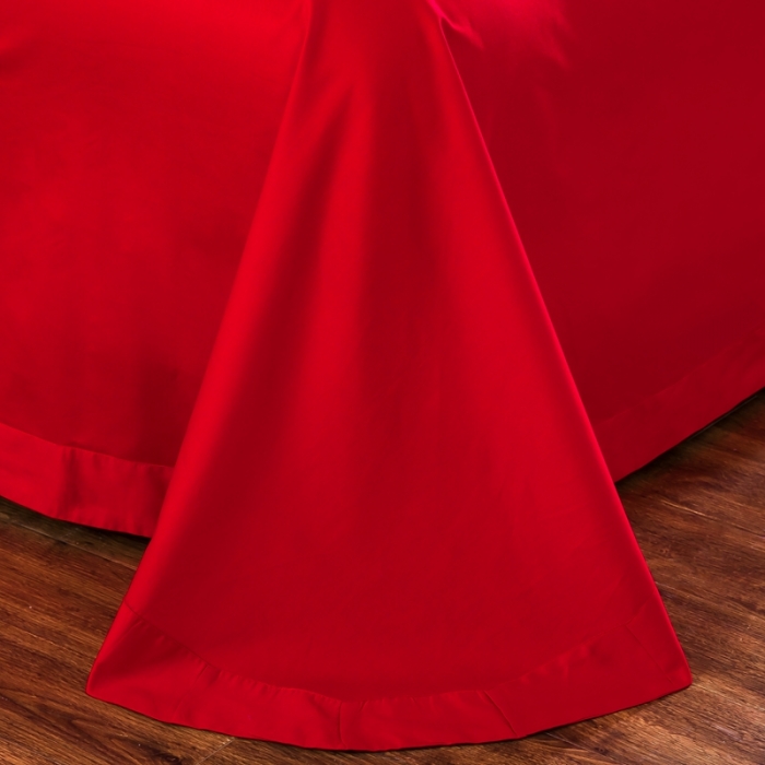 91家纺网 家纺一手货源 找家纺 慕她婚庆四件套大红色大花结婚全棉纯棉刺绣花多件套直播 盘龙逸凤