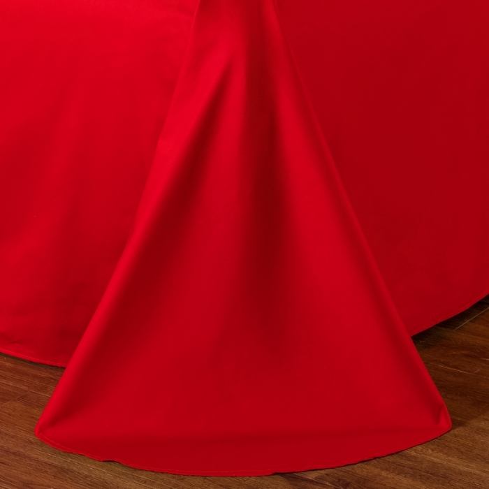 91家纺网 家纺一手货源 找家纺 慕她婚庆四件套大红色结婚全棉纯棉简约刺绣花多件套直播 千禧之恋