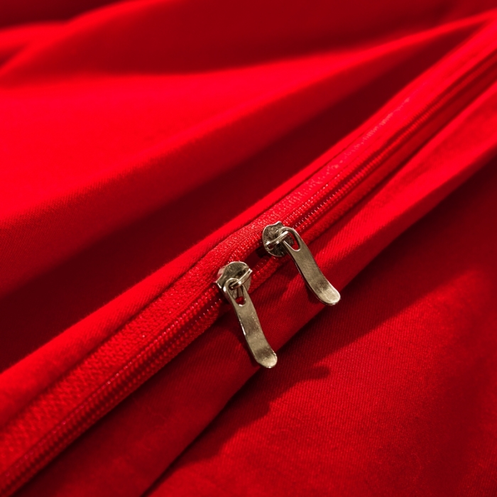 91家纺网 家纺一手货源 找家纺 慕她婚庆四件套大红色结婚全棉纯棉简约刺绣花多件套直播 千禧之恋