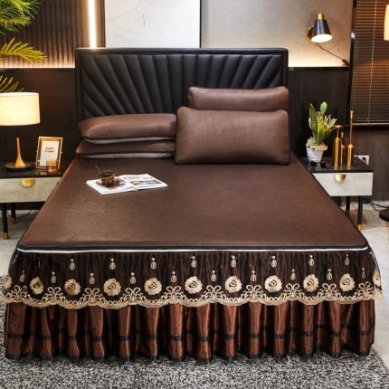 91家纺网 家纺一手货源 找家纺 恋尚 2024新款冰藤软凉席床裙款三件套（可脱卸） 玉芙-糖卡