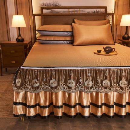 91家纺网 家纺一手货源 找家纺 （总）恋尚 2024新款冰藤软凉席床裙款三件套（可脱卸）玉芙系列