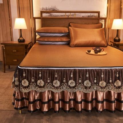 91家纺网 家纺一手货源 找家纺 （总）恋尚 2024新款冰藤软凉席床裙款三件套（可脱卸）玉芙系列