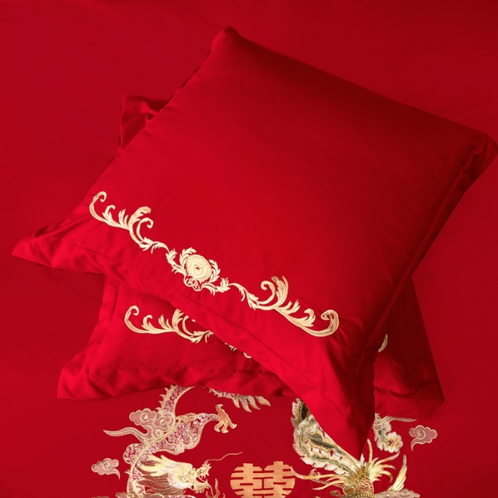 91家纺网 家纺一手货源 找家纺 慕她婚庆四件套大红色结婚加厚磨毛刺绣花多件套直播 米兰风情