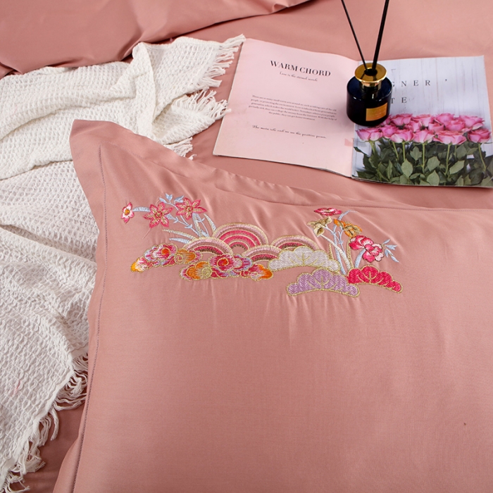 91家纺网 家纺一手货源 找家纺 慕她婚庆四件套大红色结婚全棉纯棉刺绣花多件套直播 花香蝶舞豆沙