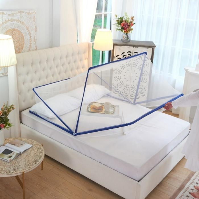 91家纺网 家纺一手货源 找家纺 2024网红折叠蚊帐学生上下铺蚊帐无固定器和固定器款