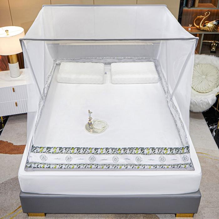 91家纺网 家纺一手货源 找家纺 网红折叠蚊帐防蚊布印花加高蚊帐蒙古包学生宿舍蚊帐