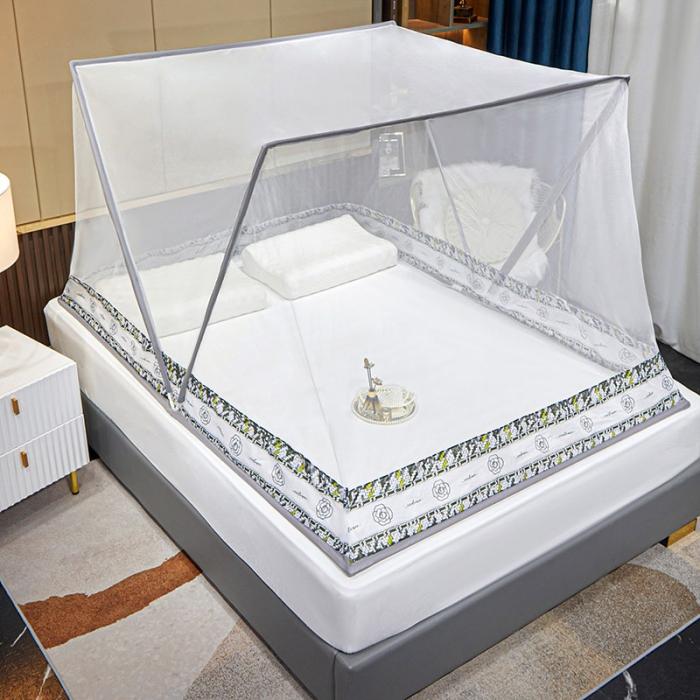 91家纺网 家纺一手货源 找家纺 网红折叠蚊帐防蚊布印花加高蚊帐蒙古包学生宿舍蚊帐