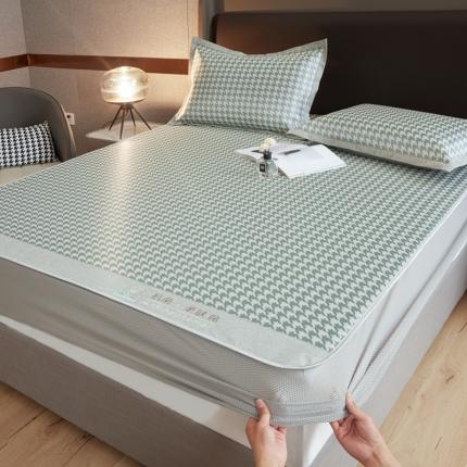 91家纺网 家纺一手货源 找家纺 （总）航途席业  2025年新款提花冰丝凉席三件套千鸟格系列