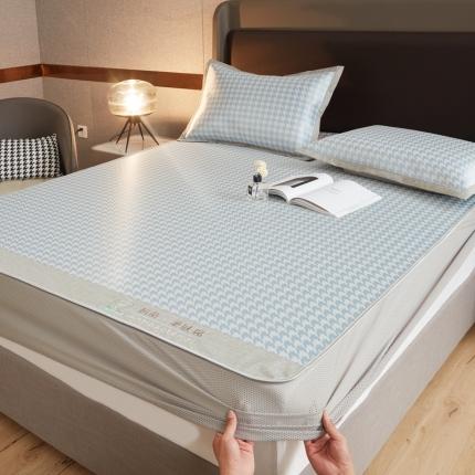 91家纺网 家纺一手货源 找家纺 （总）航途席业  2025年新款提花冰丝凉席三件套千鸟格系列