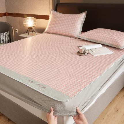 91家纺网 家纺一手货源 找家纺 （总）航途席业  2025年新款提花冰丝凉席三件套千鸟格系列