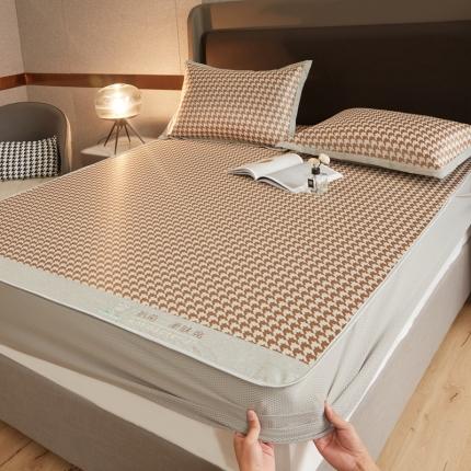 91家纺网 家纺一手货源 找家纺 （总）航途席业  2025年新款提花冰丝凉席三件套千鸟格系列