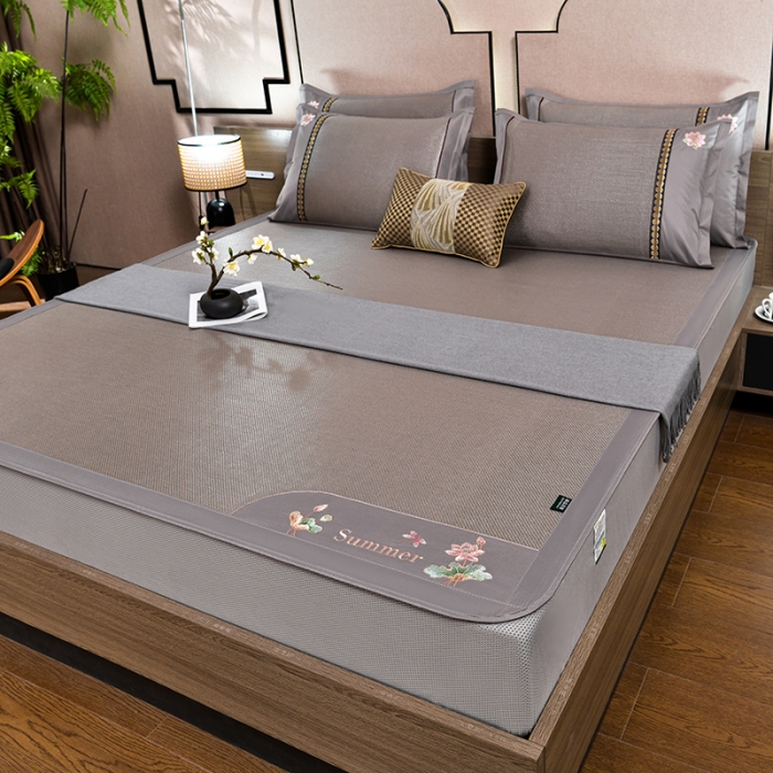 91家纺网 家纺一手货源 找家纺 简一2024新款荷塘月色系列冰藤凉席床笠款 荷塘月色-冰藤卡奇