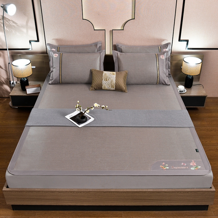 91家纺网 家纺一手货源 找家纺 简一2024新款荷塘月色系列冰藤凉席床笠款 荷塘月色-冰藤卡奇