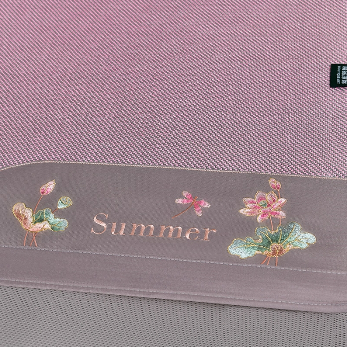 91家纺网 家纺一手货源 找家纺 简一2024新款荷塘月色系列冰藤凉席床笠款 荷塘月色-冰藤浅粉