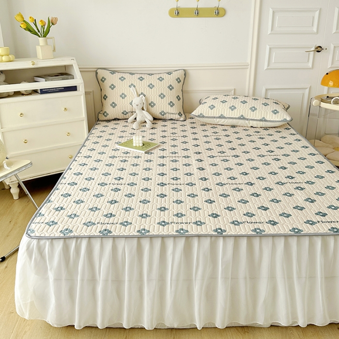 91家纺网 家纺一手货源 找家纺 纽缦 2023新款乳胶床裙三件套 灵动-卡其