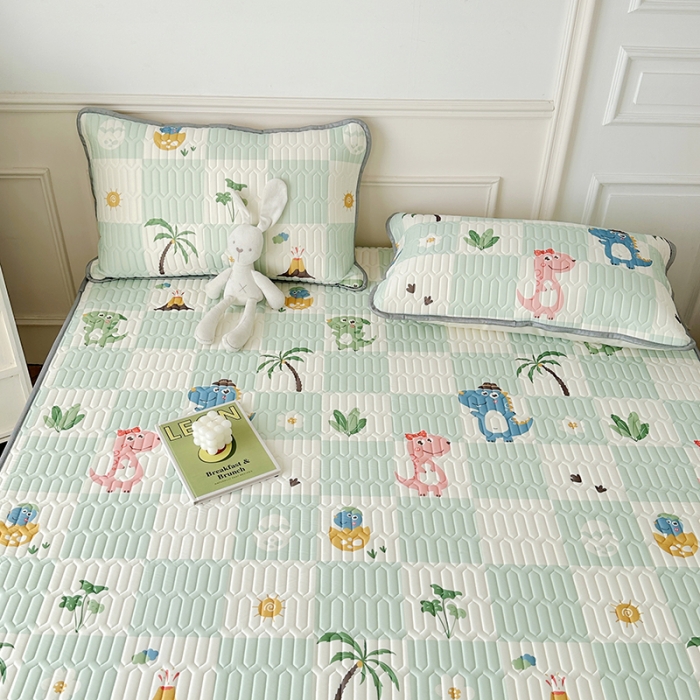 91家纺网 家纺一手货源 找家纺 纽缦 2023新款乳胶床裙三件套 恐龙假期