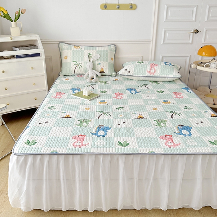 91家纺网 家纺一手货源 找家纺 纽缦 2023新款乳胶床裙三件套 恐龙假期