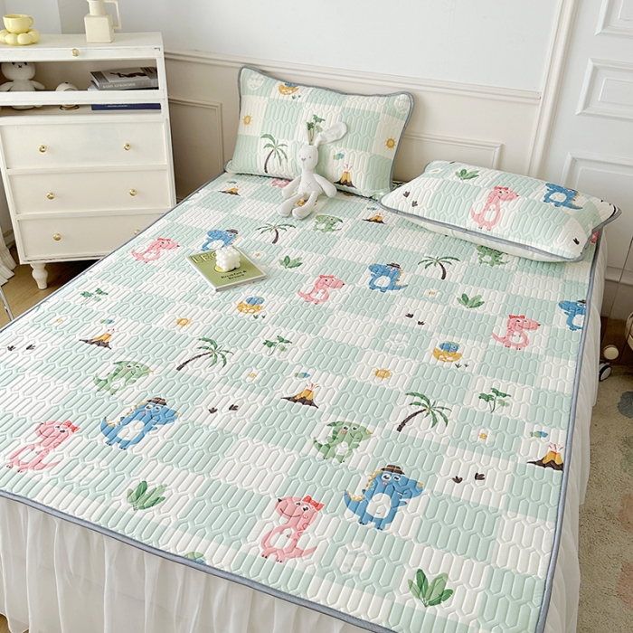 91家纺网 家纺一手货源 找家纺 纽缦 2023新款乳胶床裙三件套 恐龙假期