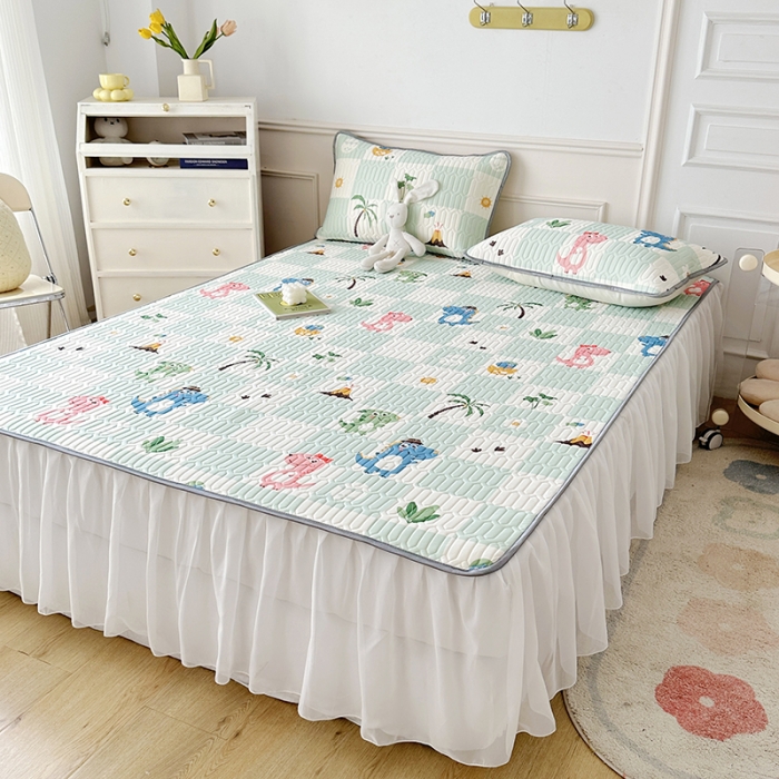 91家纺网 家纺一手货源 找家纺 纽缦 2023新款乳胶床裙三件套 恐龙假期