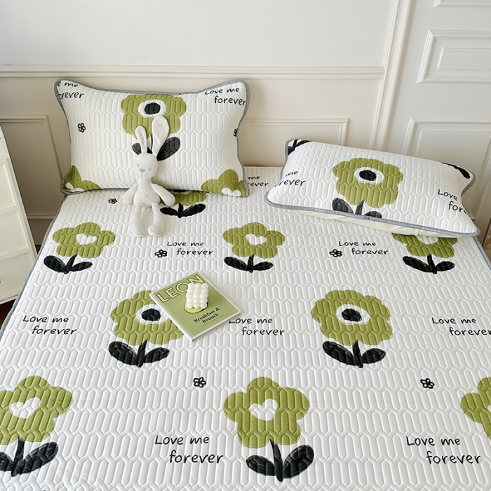 91家纺网 家纺一手货源 找家纺 纽缦 2023新款乳胶床裙三件套 花语-绿