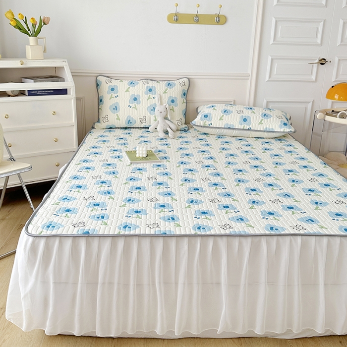 91家纺网 家纺一手货源 找家纺 纽缦 2023新款乳胶床裙三件套 蝶恋-兰