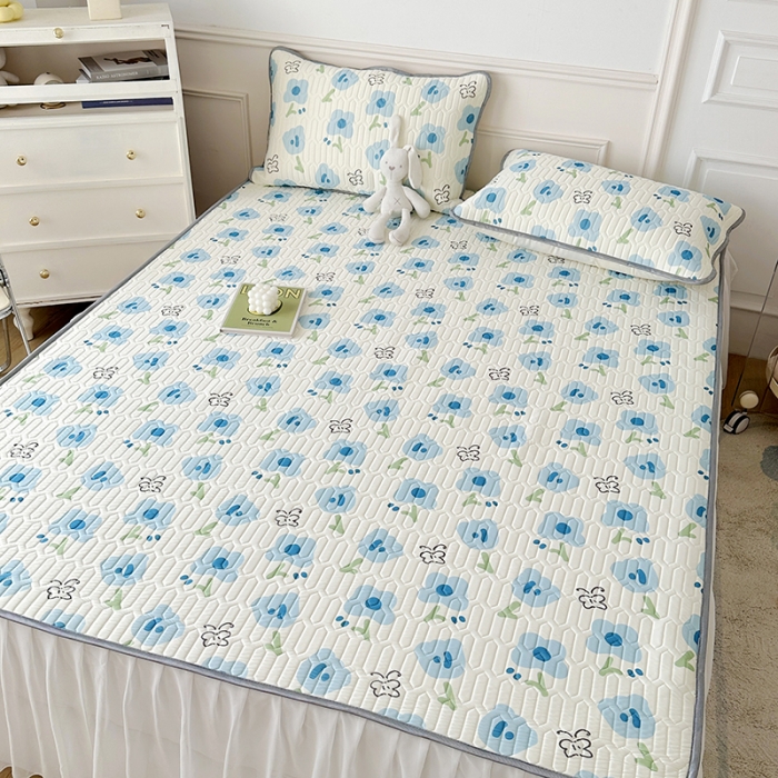 91家纺网 家纺一手货源 找家纺 纽缦 2023新款乳胶床裙三件套 蝶恋-兰