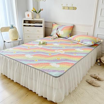 纽缦 2023新款乳胶床裙三件套 彩虹星空-紫