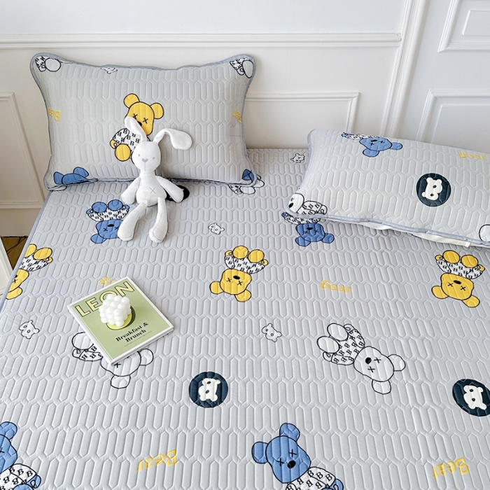 91家纺网 家纺一手货源 找家纺 纽缦 2023新款乳胶床裙三件套 暴力熊-灰