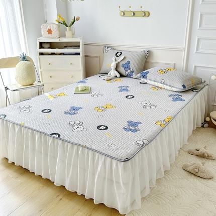 纽缦 2023新款乳胶床裙三件套 暴力熊-灰