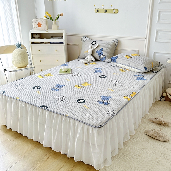 91家纺网 家纺一手货源 找家纺 纽缦 2023新款乳胶床裙三件套 暴力熊-灰