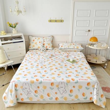 91家纺网 家纺一手货源 找家纺 纽缦 2023新款乳胶床裙四件套 兔精灵-奶白