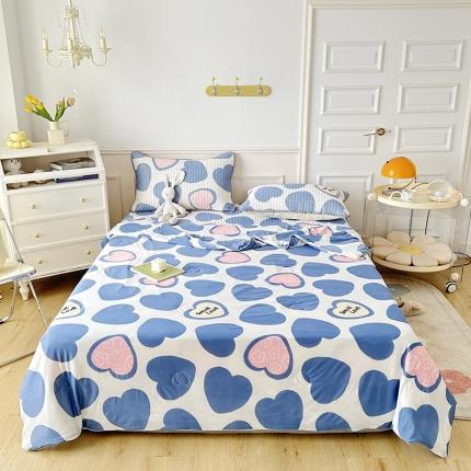 91家纺网 家纺一手货源 找家纺 纽缦 2023新款乳胶床裙四件套 心愿-蓝