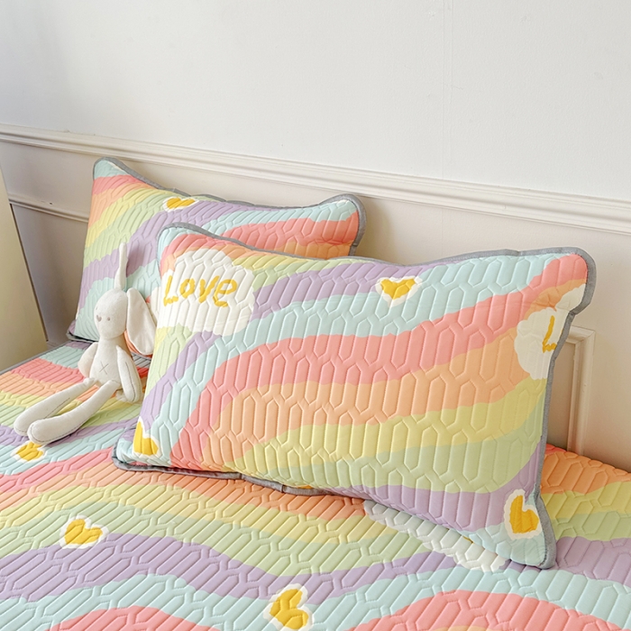 91家纺网 家纺一手货源 找家纺 纽缦 2023新款乳胶床裙四件套 彩虹星空-紫